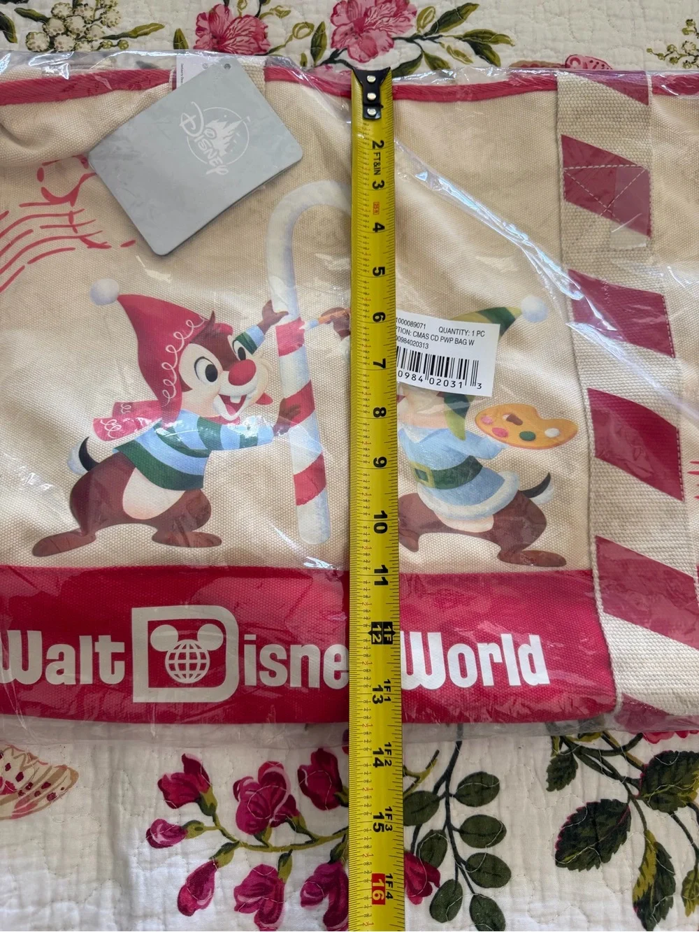 Disney Walt Disney World Red and Cream Holiday Tote